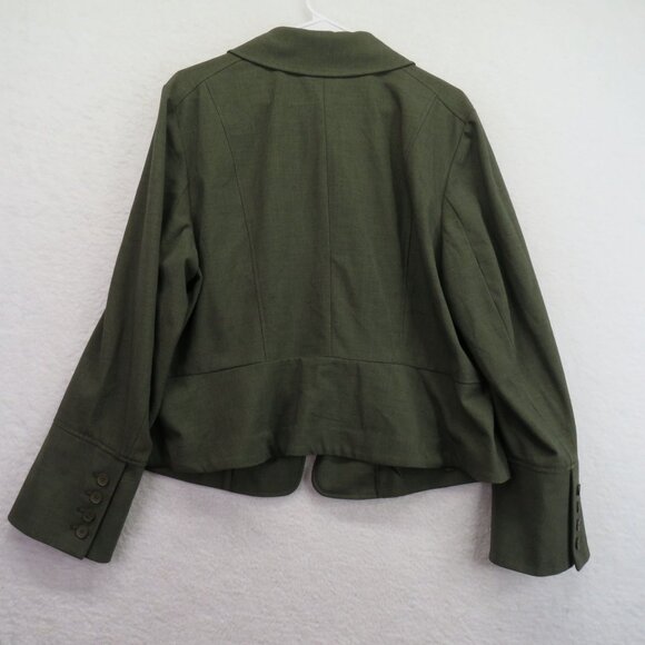 Lane Bryant Blazer Womens Size 18 Olive Green Button Up Jacket Pockets - Picture 3 of 7